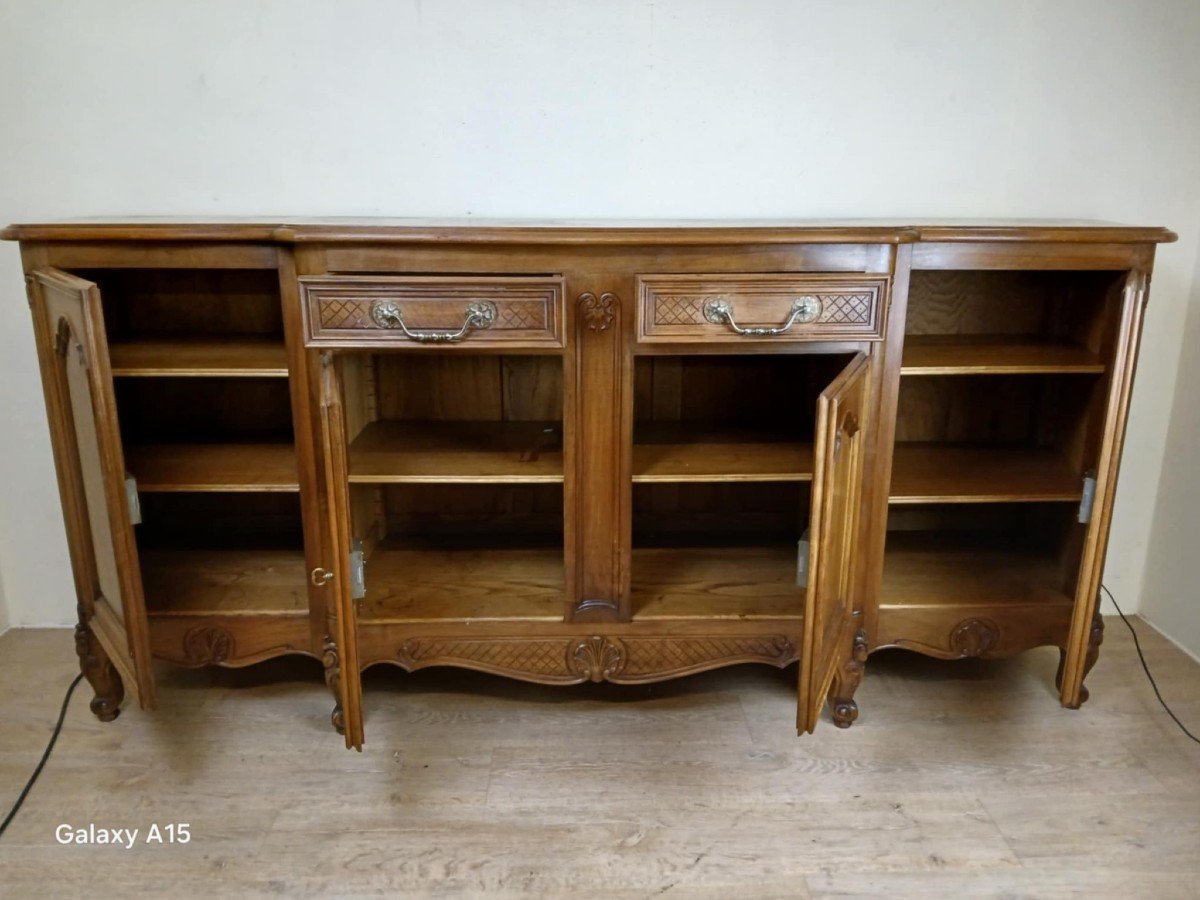 Large Louis XV Style Provencal Sideboard In Solid Walnut, 20th Century -photo-5