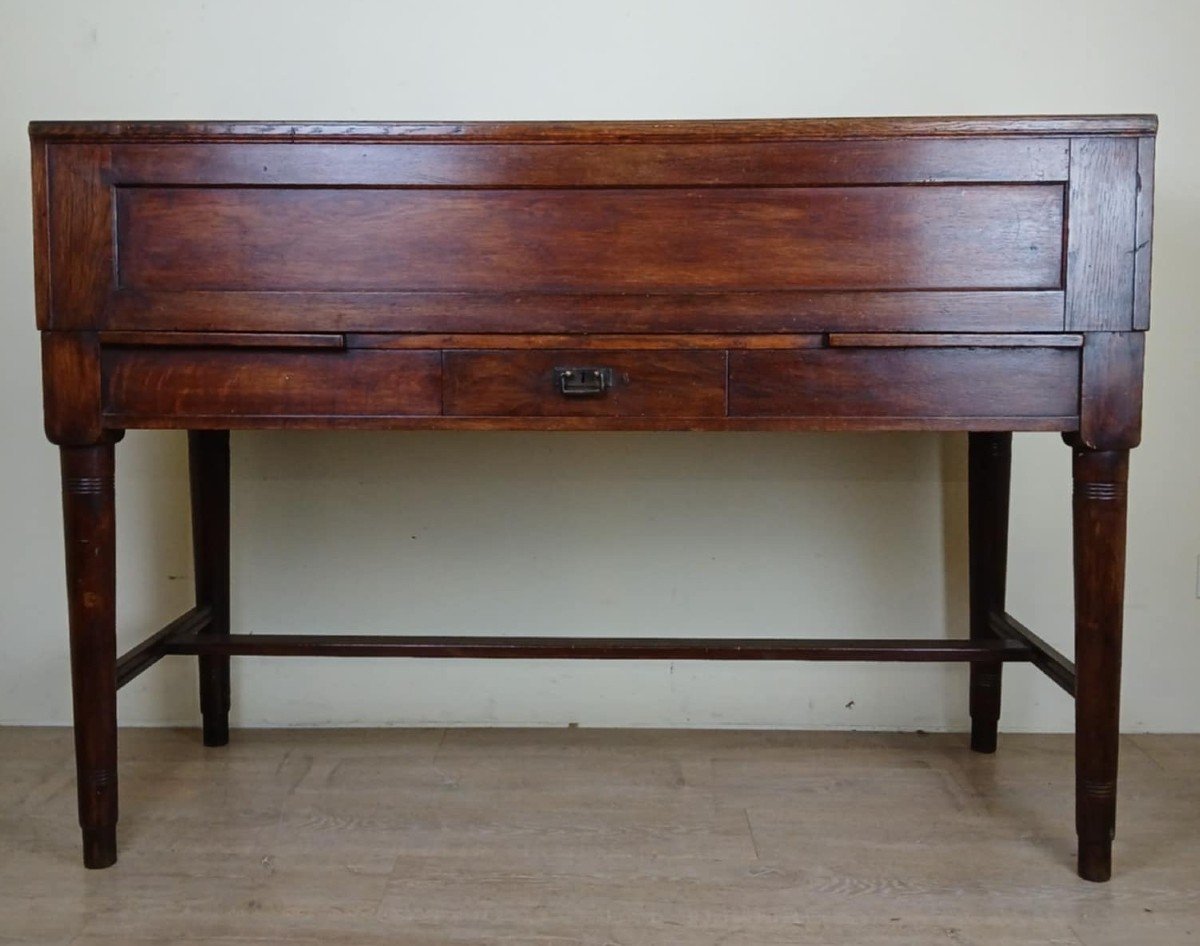 Very Rare Napoleon III Period System Desk In Solid Oak Circa 1850 Stamped Stolzenberg-photo-2