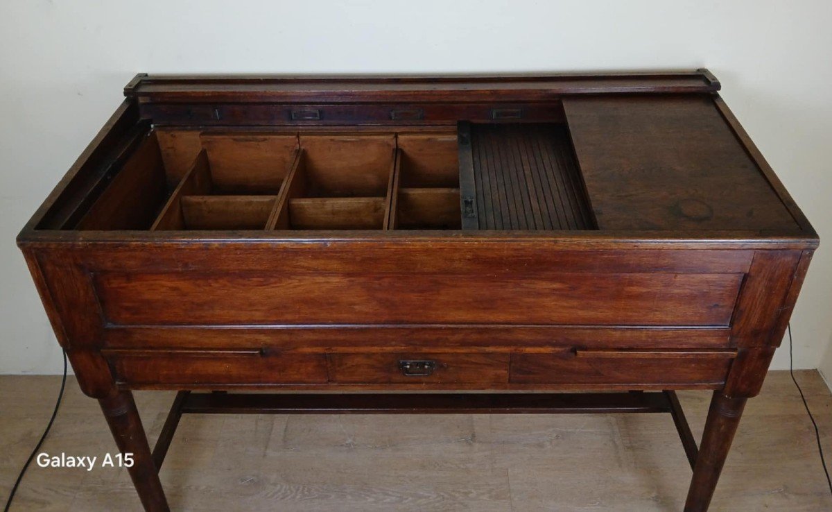 Very Rare Napoleon III Period System Desk In Solid Oak Circa 1850 Stamped Stolzenberg-photo-1