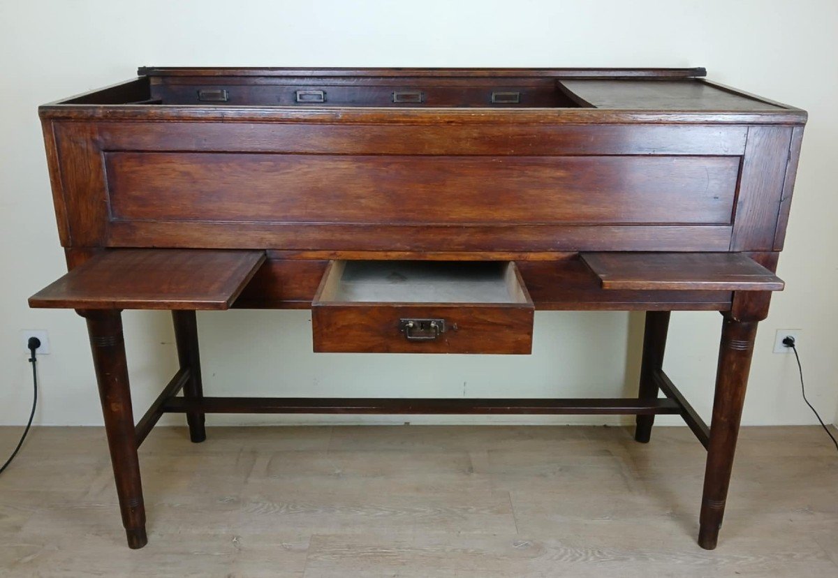 Very Rare Napoleon III Period System Desk In Solid Oak Circa 1850 Stamped Stolzenberg-photo-4