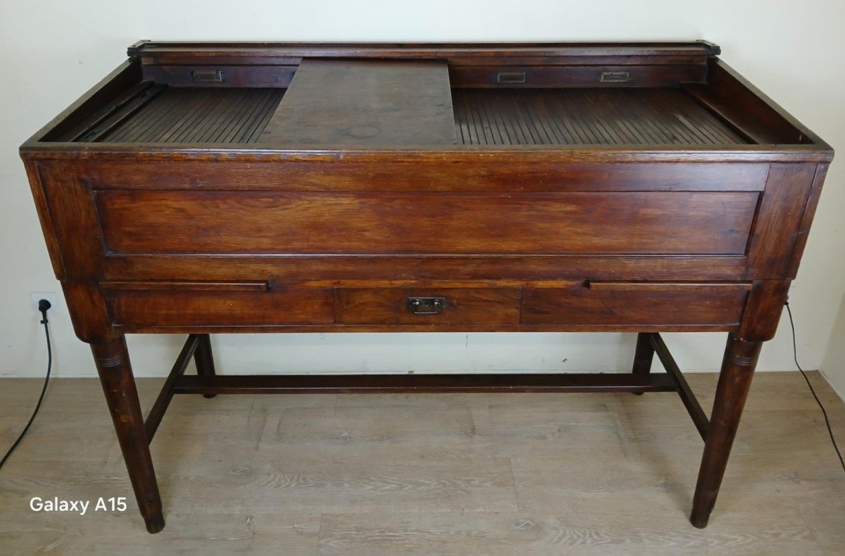 Very Rare Napoleon III Period System Desk In Solid Oak Circa 1850 Stamped Stolzenberg-photo-5