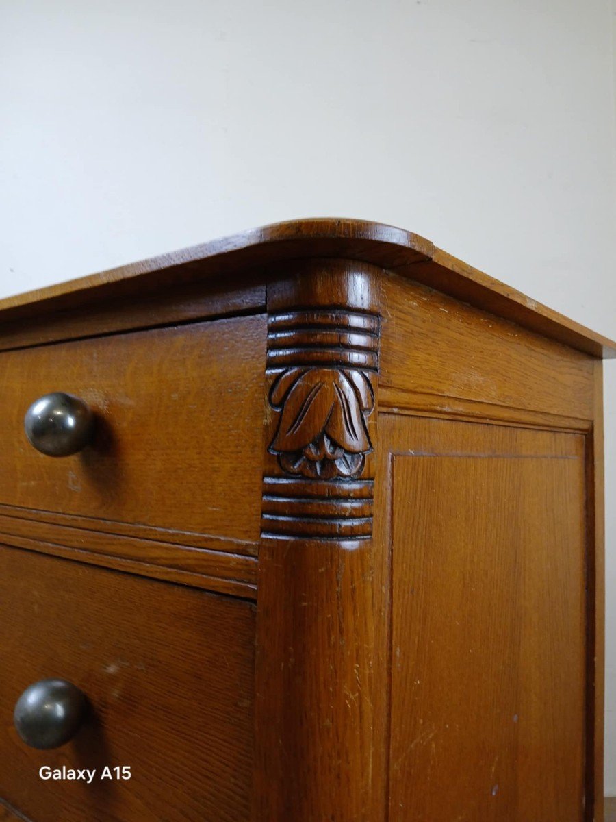 Art Deco Period Lady's Chest Of Drawers In Blond Oak-photo-1