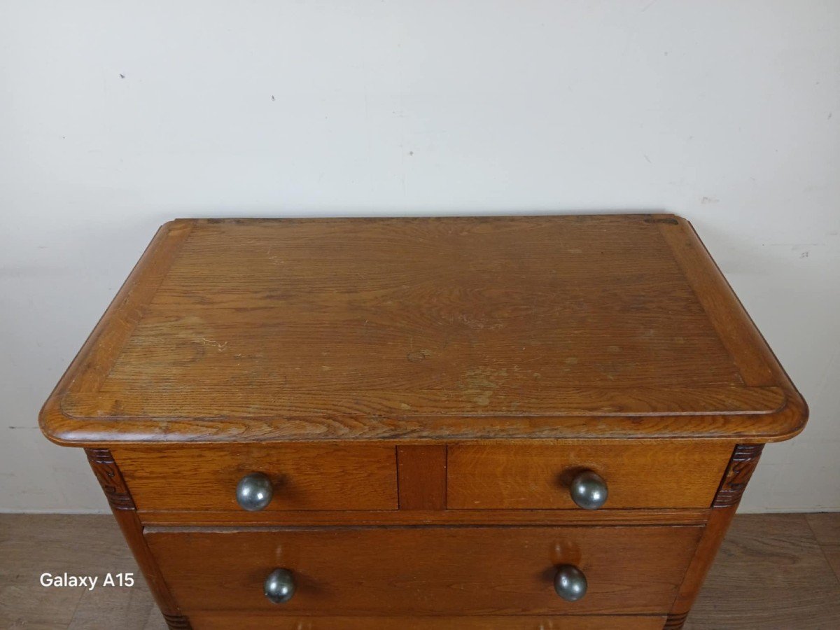 Art Deco Period Lady's Chest Of Drawers In Blond Oak-photo-6