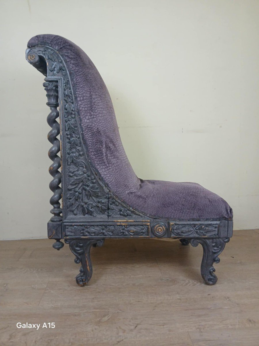 Renaissance Style Prie Dieu Armchair In Boat Shape Circa 1850-photo-2