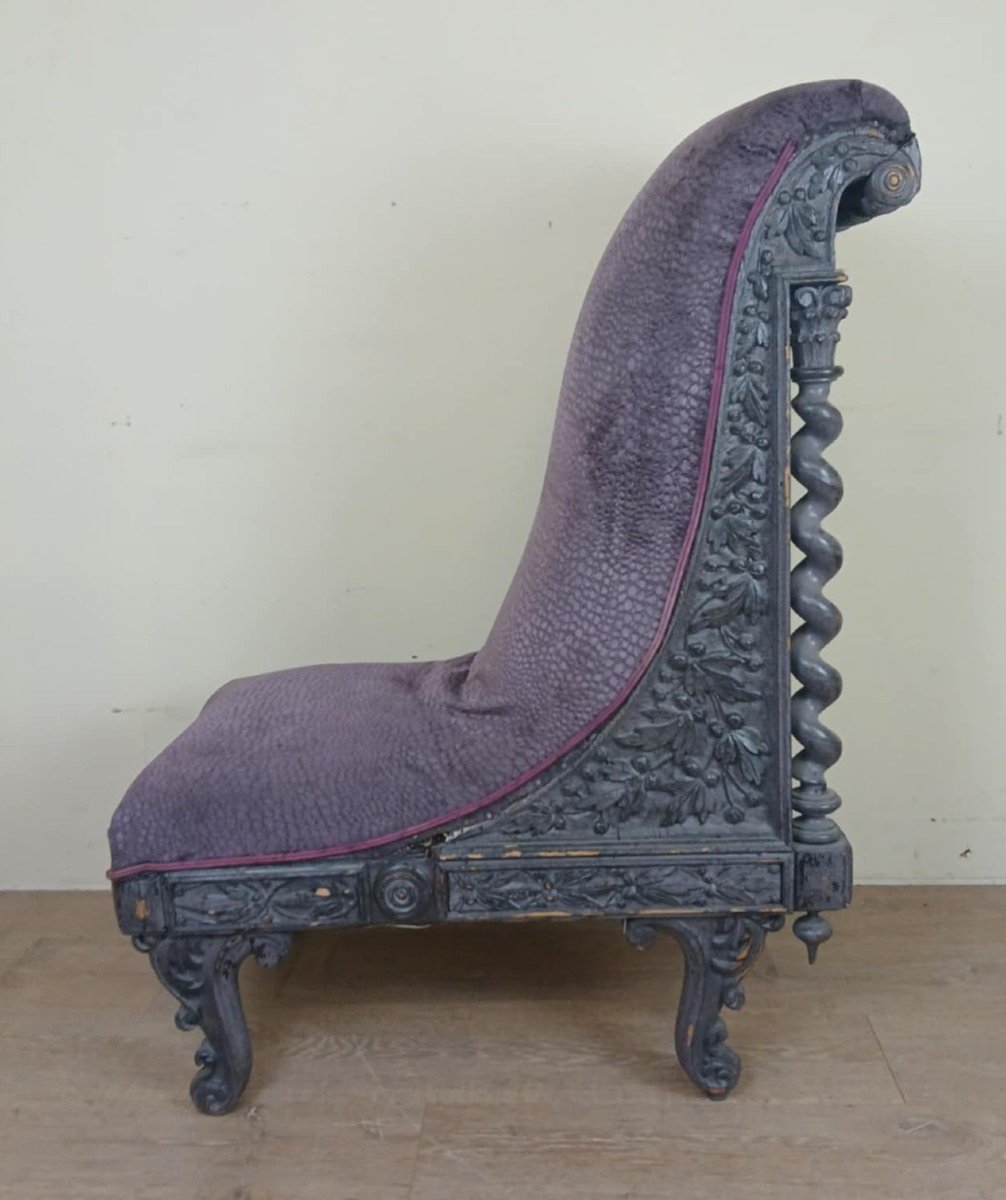 Exceptional And Rare Renaissance Style Prie Dieu Armchair In Boat Shape Circa 1850-photo-4