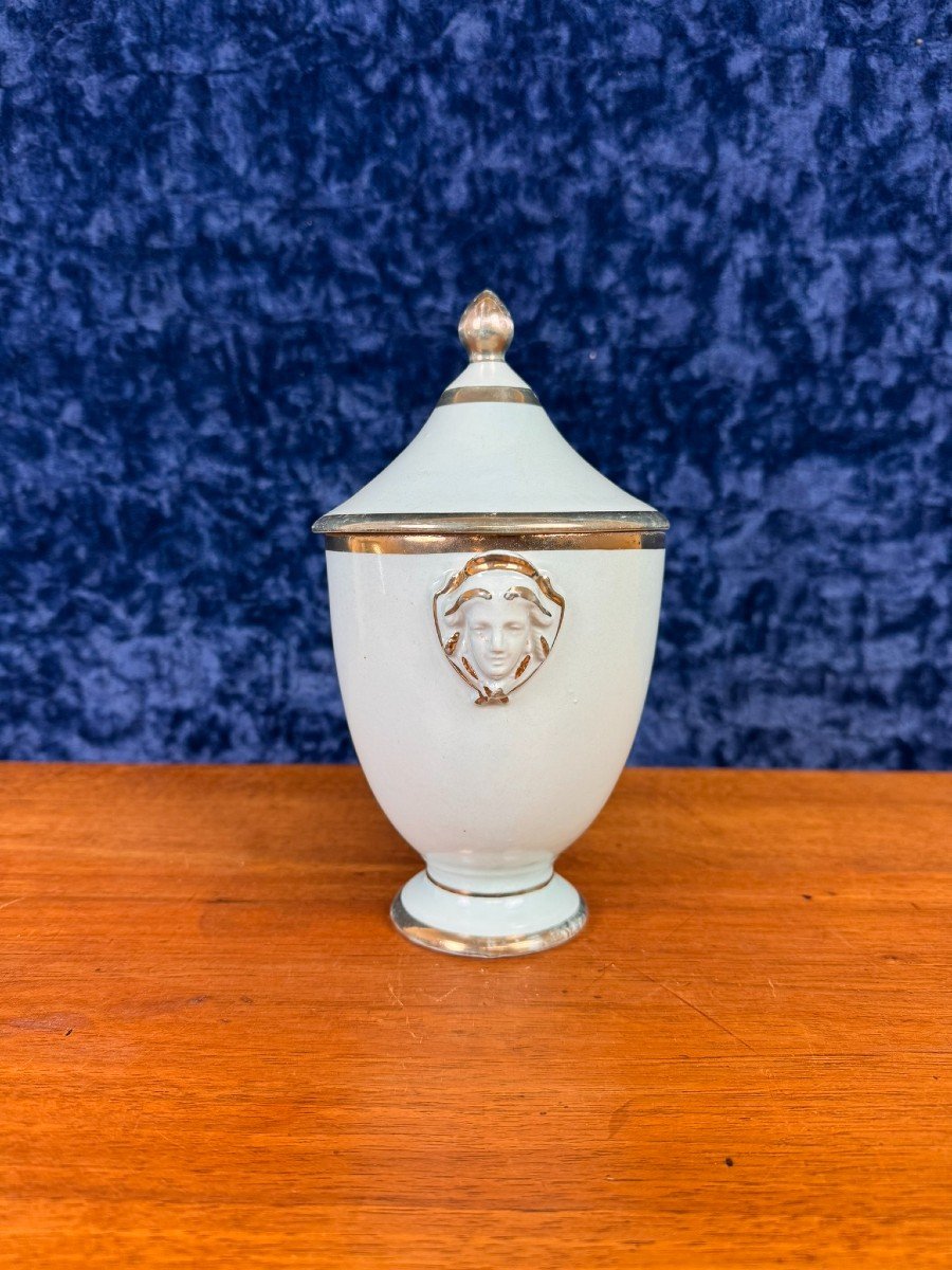 Superb Empire Style Drageoir In Paris Porcelain From The Late 19th Century -photo-3