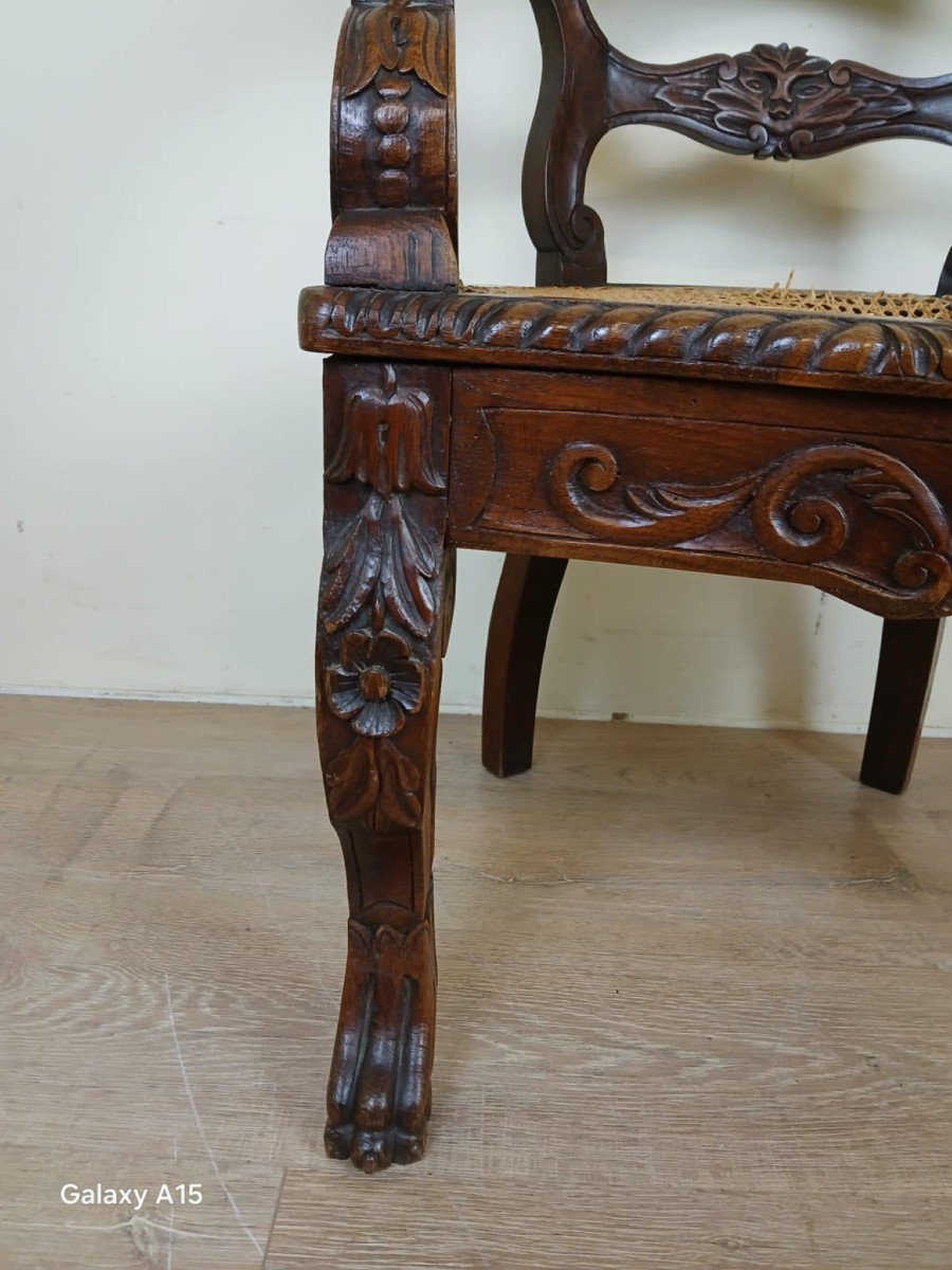 Renaissance Style Office Chair In Solid Oak Circa 1850 -photo-2