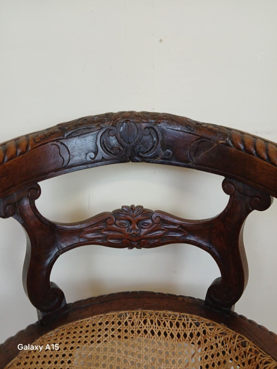 Renaissance Style Office Chair In Solid Oak Circa 1850 -photo-3