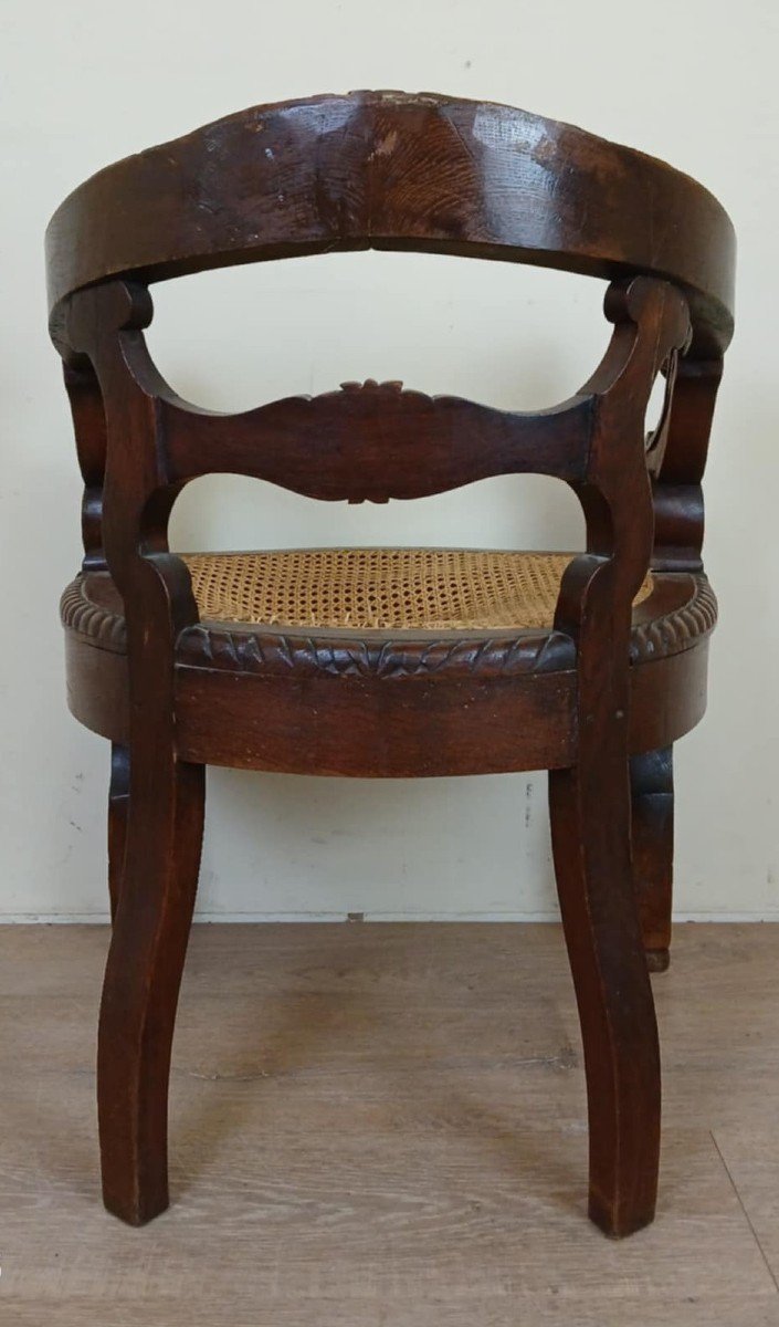 Renaissance Style Office Chair In Solid Oak Circa 1850 -photo-6