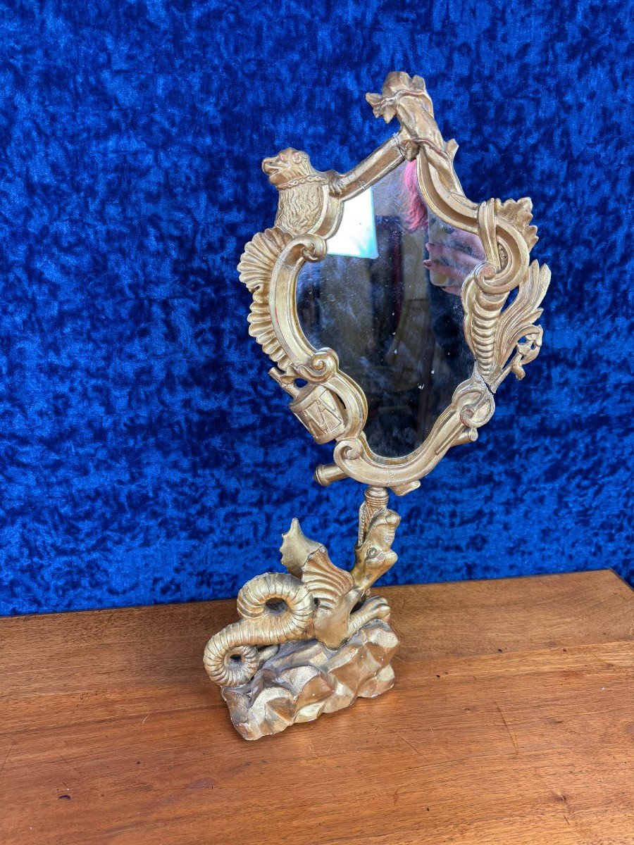 After Gabriel Viardot: Mirror With Dragon In Gilded Wood Circa 1880 -photo-3