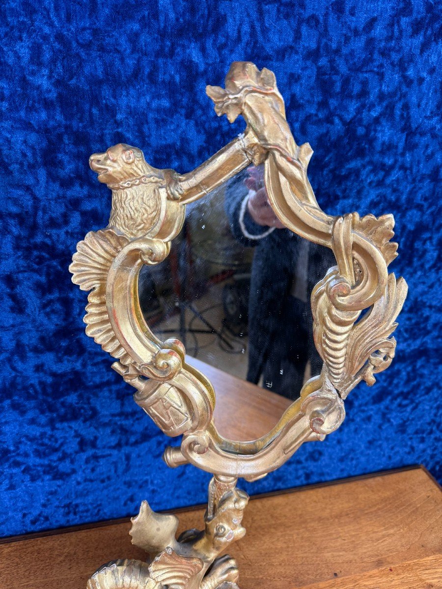 After Gabriel Viardot: Mirror With Dragon In Gilded Wood Circa 1880 -photo-4