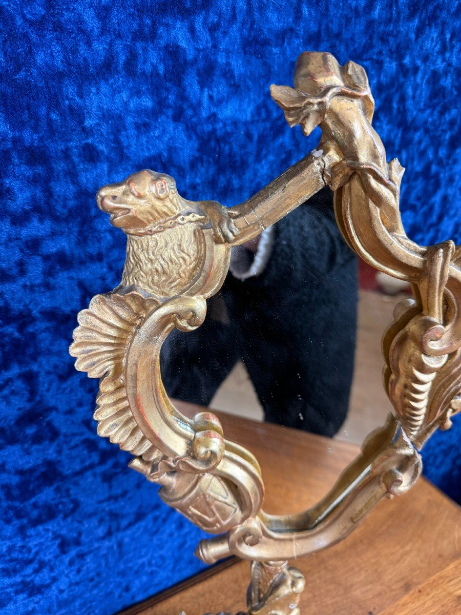 After Gabriel Viardot: Mirror With Dragon In Gilded Wood Circa 1880 -photo-2