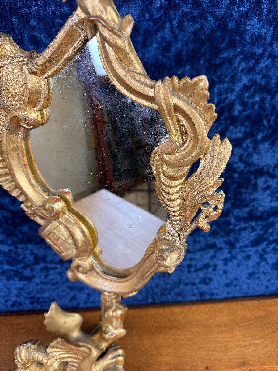 After Gabriel Viardot: Mirror With Dragon In Gilded Wood Circa 1880 -photo-3