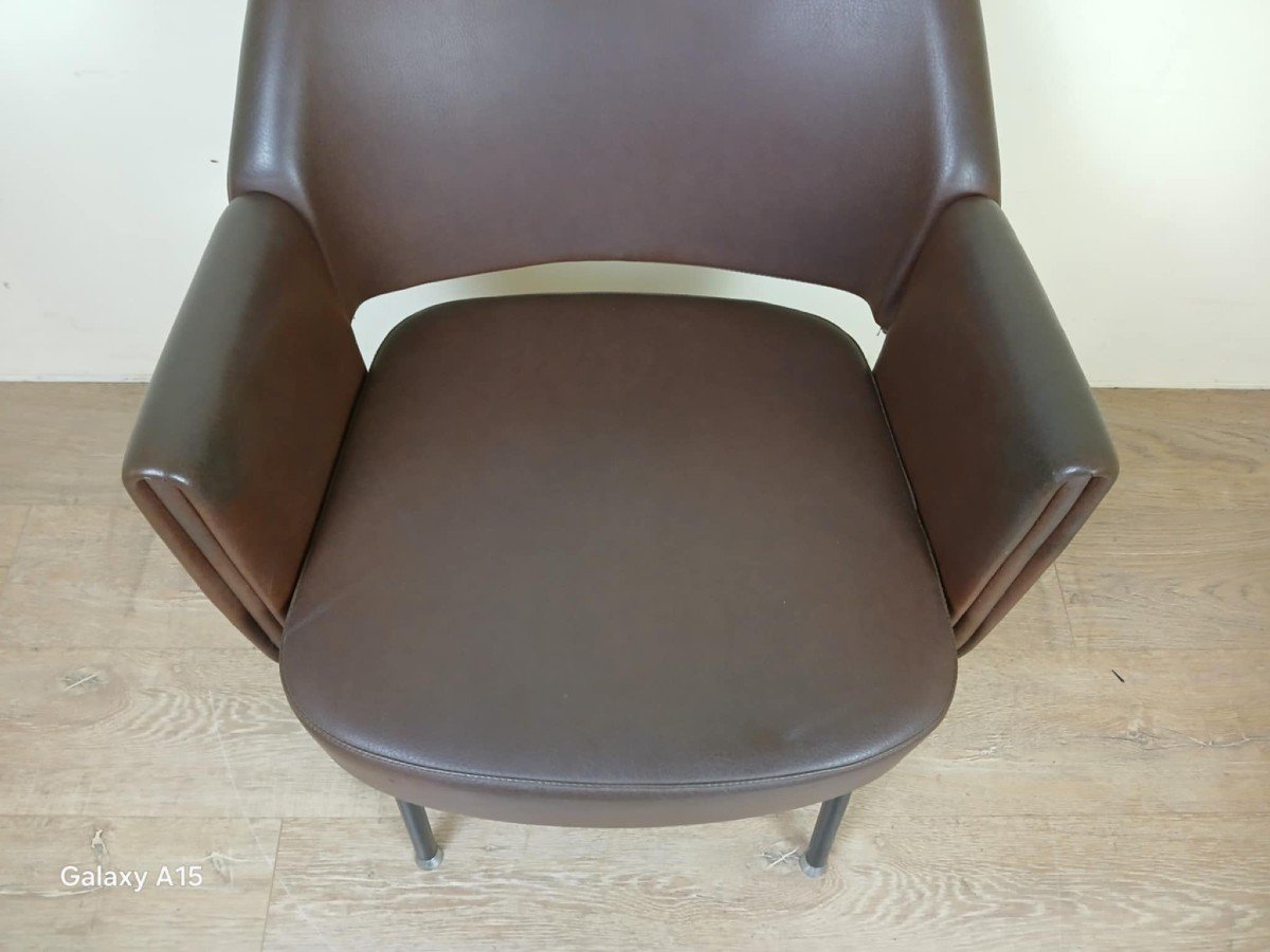 Marc Simon For Airborne: Nice Vintage Office Chair Stamped Year 1950-1960 -photo-2