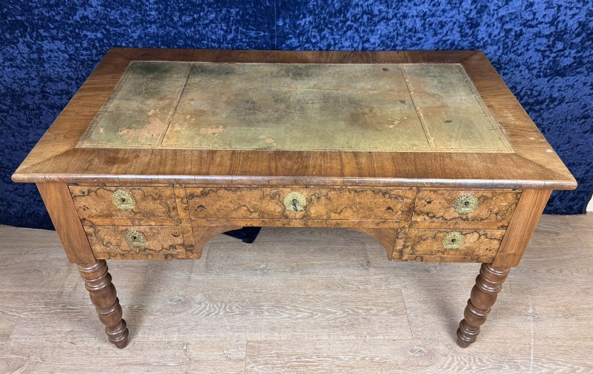 Very Beautiful Louis Philippe Period Desk In Burl Walnut Circa 1830 -photo-2