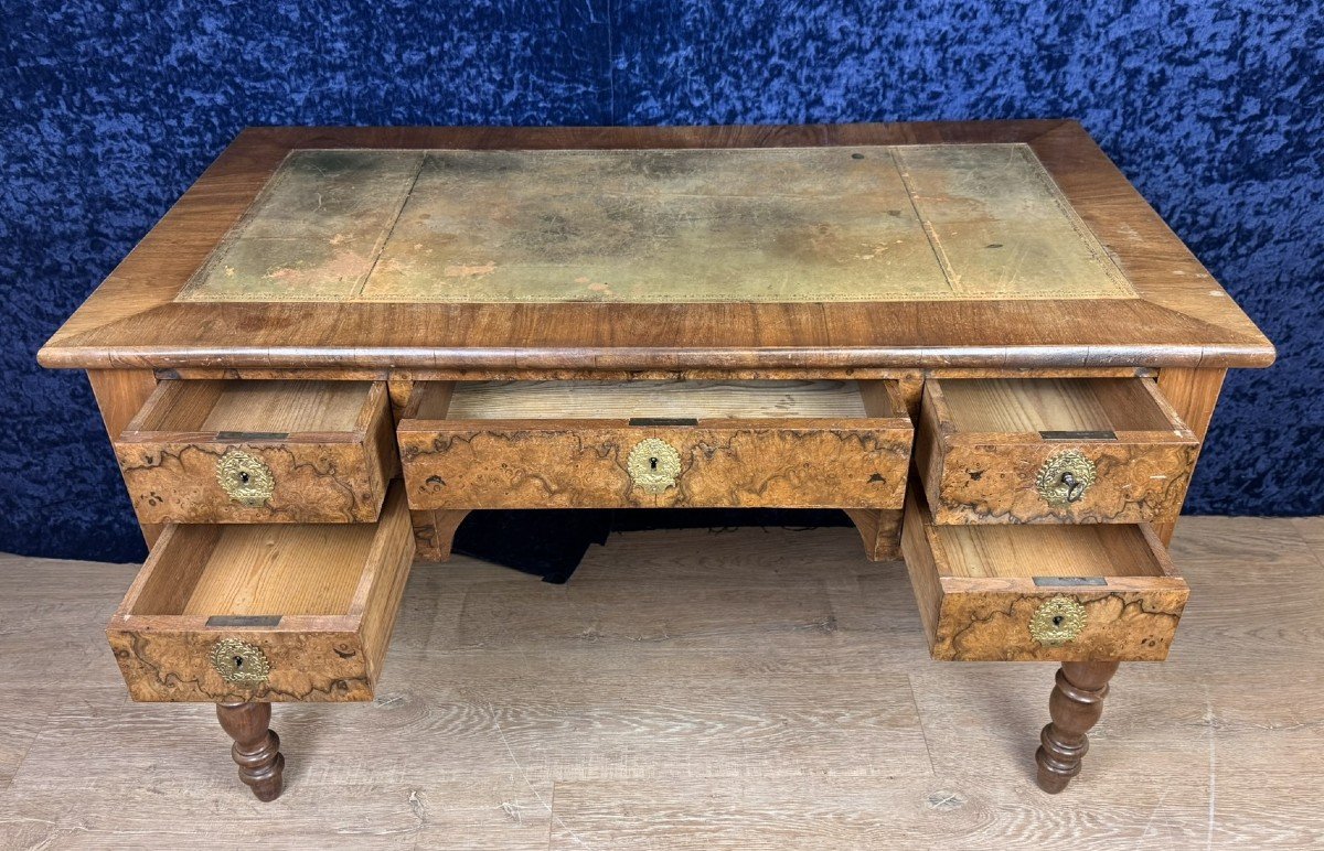 Very Beautiful Louis Philippe Period Desk In Burl Walnut Circa 1830 -photo-3