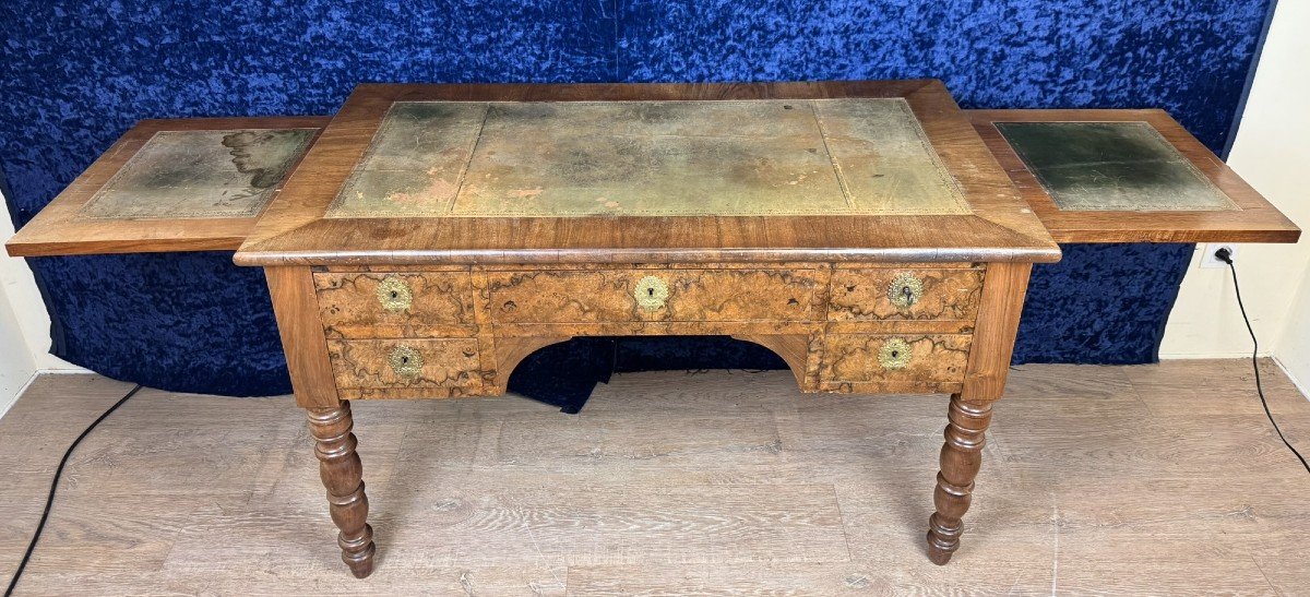 Very Beautiful Louis Philippe Period Desk In Burl Walnut Circa 1830 -photo-4