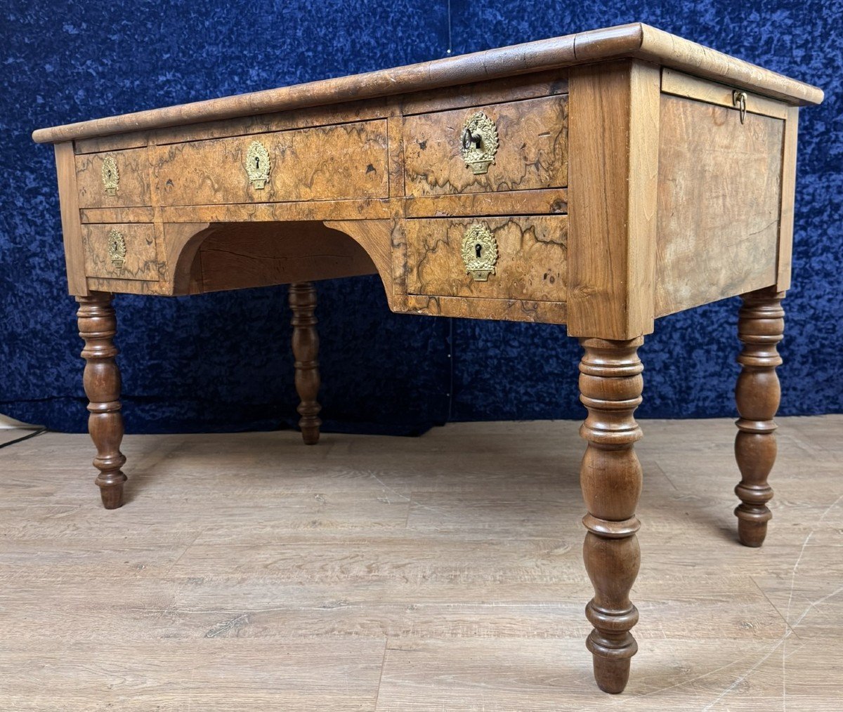 Very Beautiful Louis Philippe Period Desk In Burl Walnut Circa 1830 -photo-6