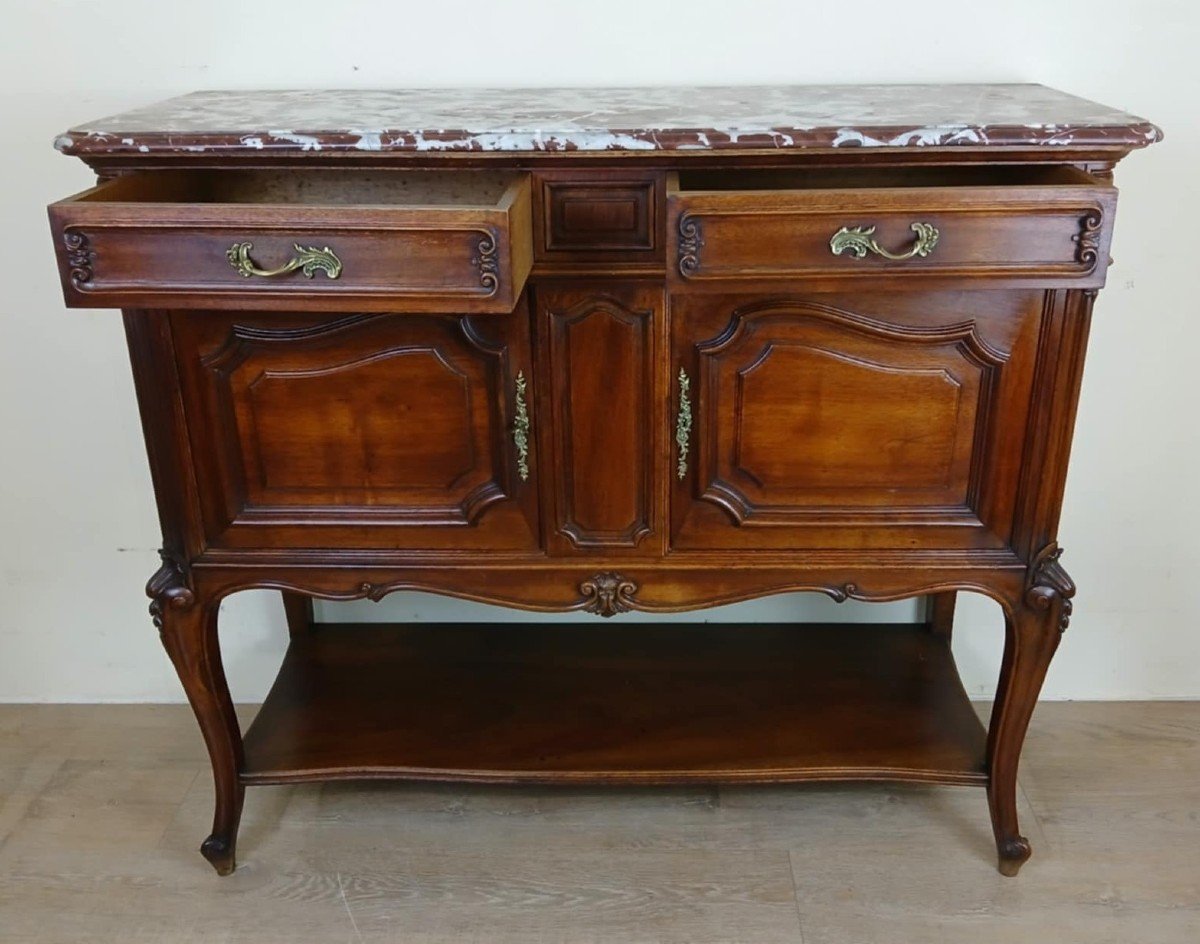 Buffet De Style Louis XV En Noyer Vers 1880 -photo-4