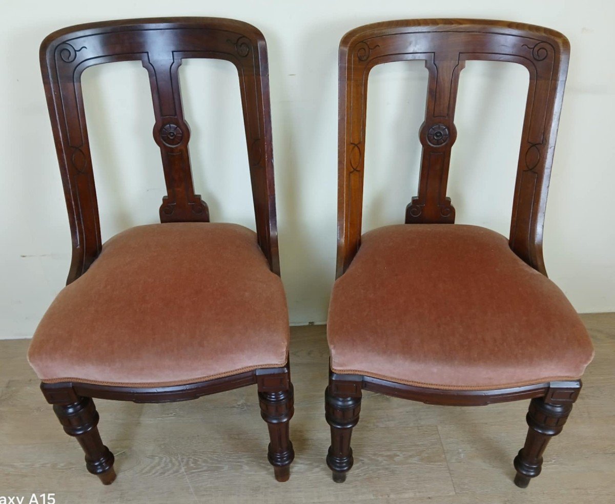 Beautiful Pair Of Quality 19th Century English Mahogany Chairs Circa 1850 -photo-3