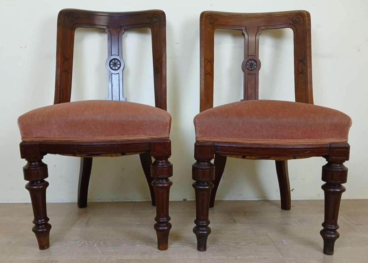 Beautiful Pair Of Quality 19th Century English Mahogany Chairs Circa 1850 -photo-3