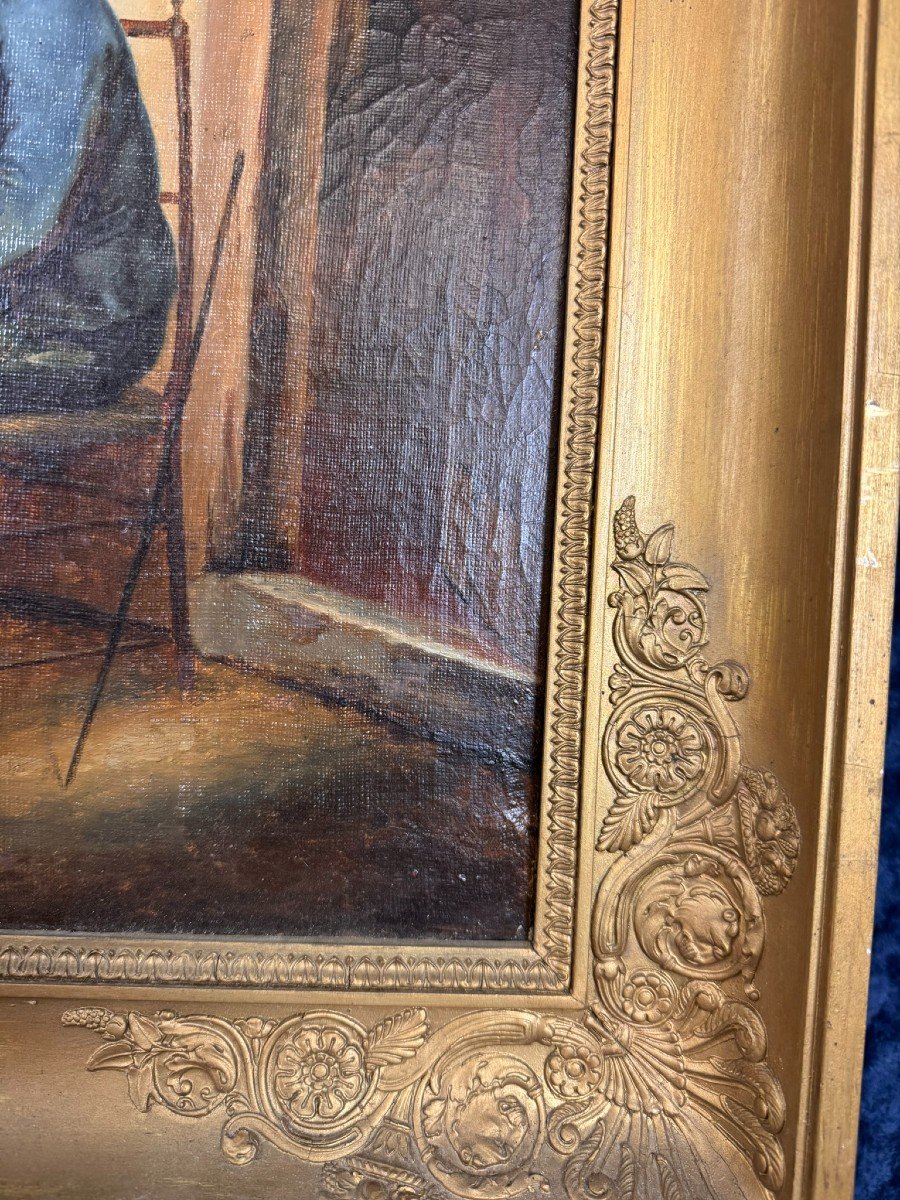 19th Century Italian School: Oil On Canvas Depicting A Family Scene -photo-4