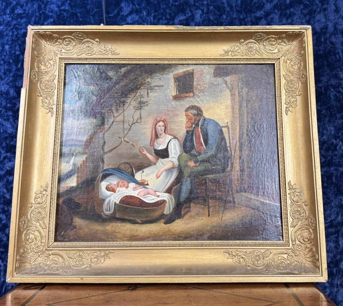 19th Century Italian School: Oil On Canvas Depicting A Family Scene 