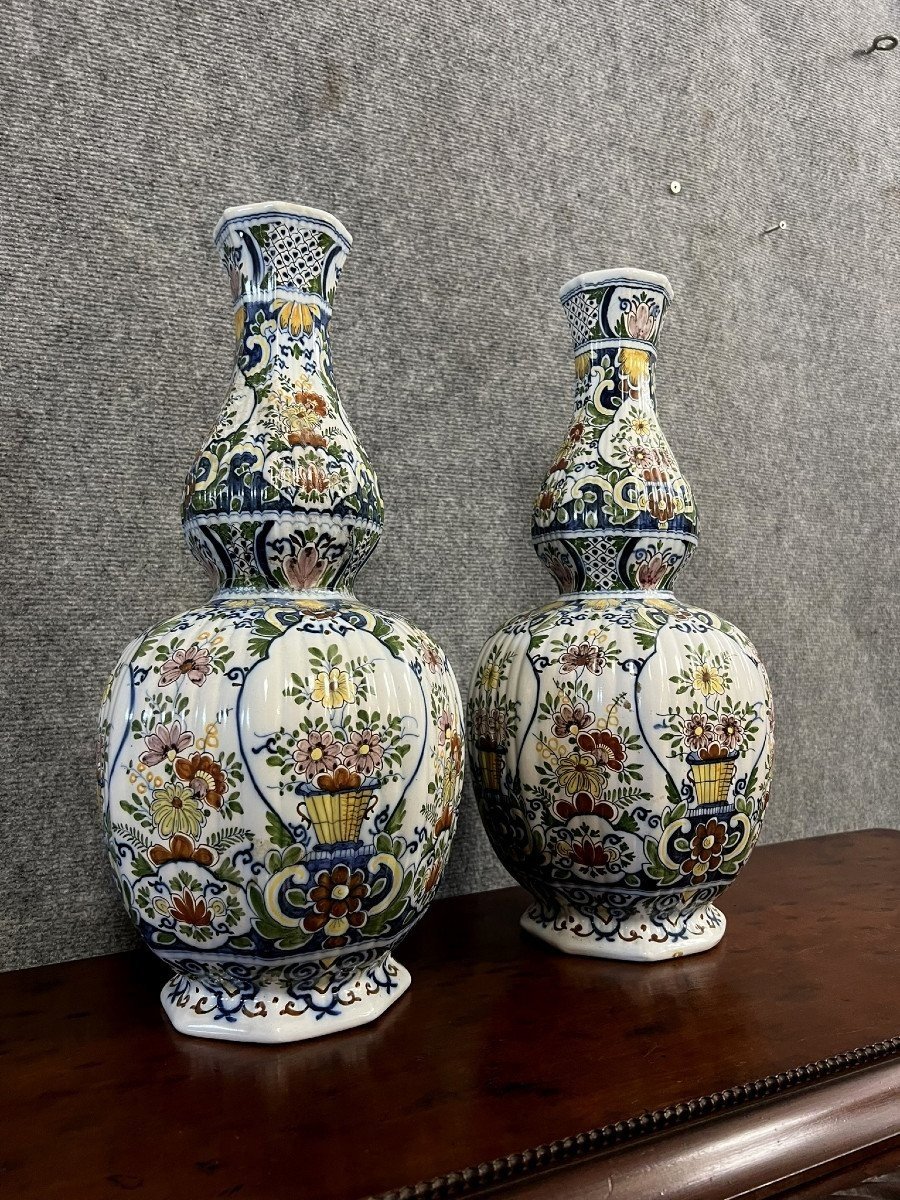 Rouen : Paire De Vases Fleuris-photo-5