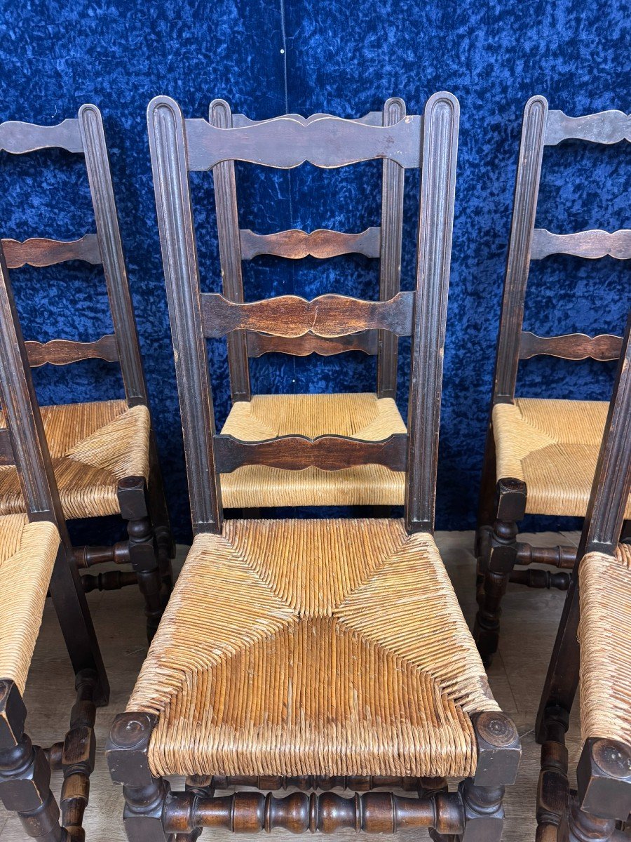 Beautiful Set Of 6 Rustic Lxiii Style Chairs Circa 1900-photo-3