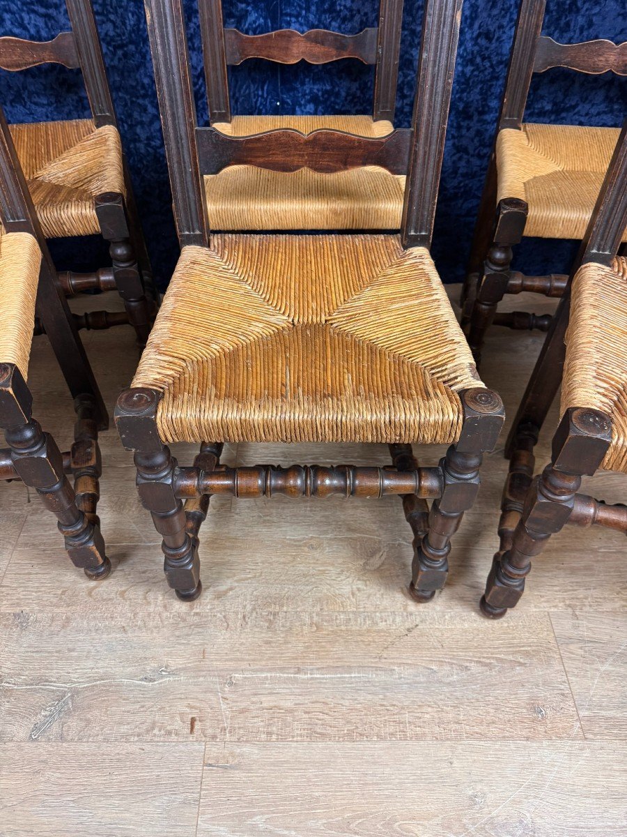 Beautiful Set Of 6 Rustic Lxiii Style Chairs Circa 1900-photo-4