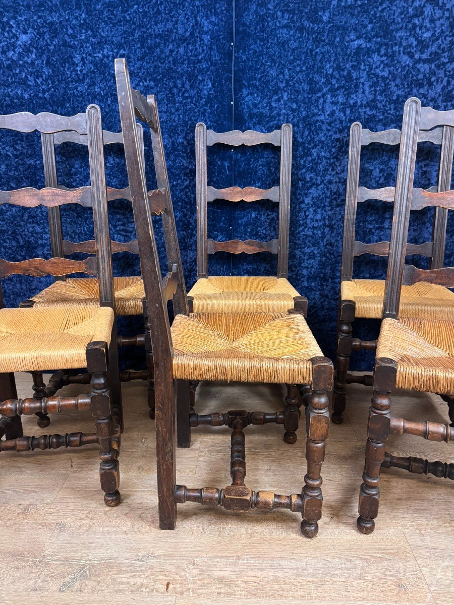 Beautiful Set Of 6 Rustic Lxiii Style Chairs Circa 1900-photo-1