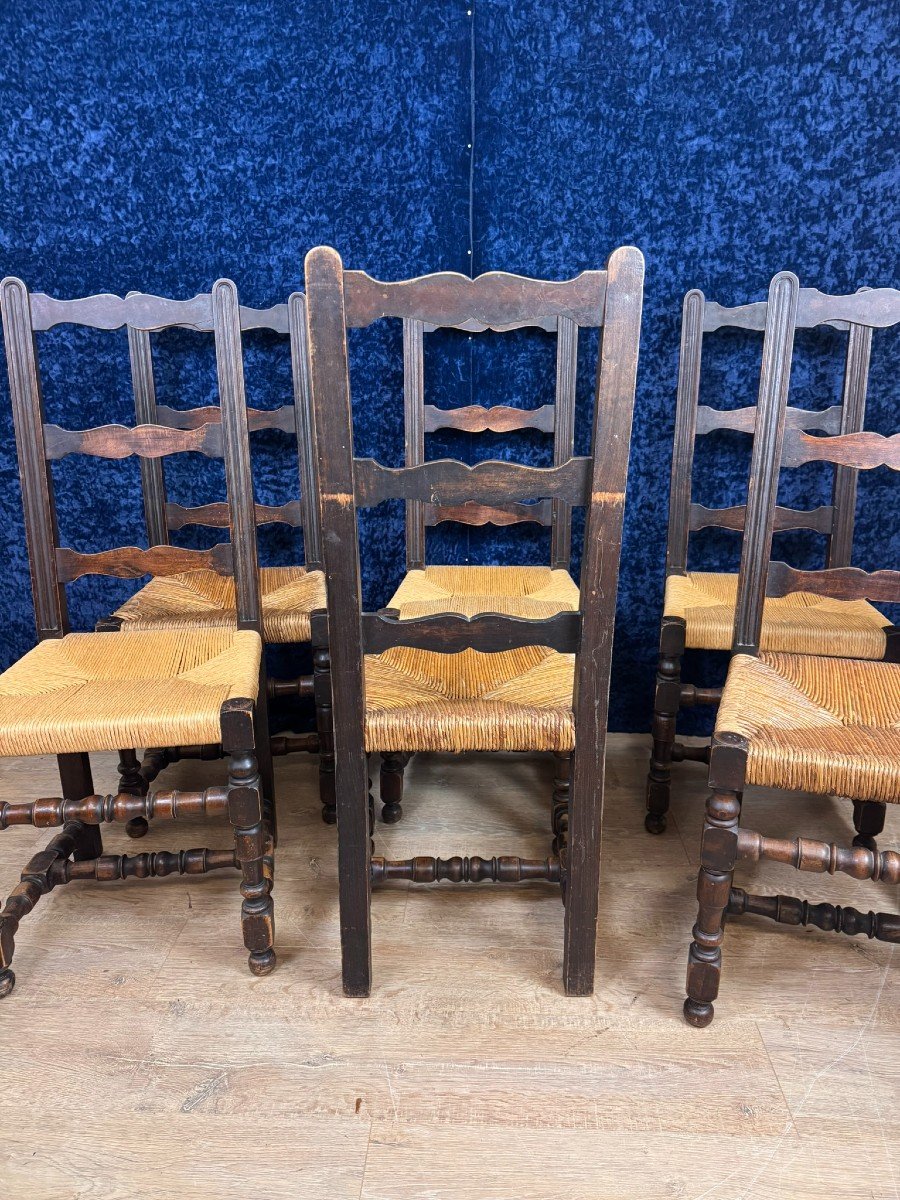 Beautiful Set Of 6 Rustic Lxiii Style Chairs Circa 1900-photo-2