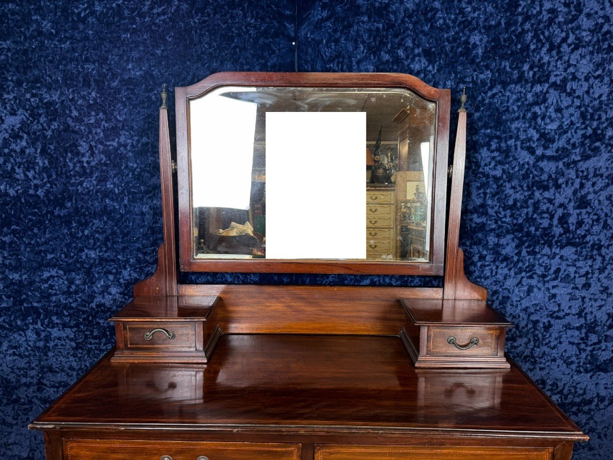 Superb English Mahogany Chest Of Drawers With Psyche Circa 1880-photo-3