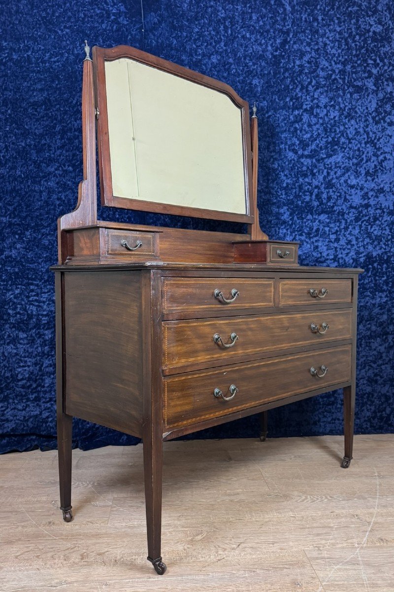 Superb English Mahogany Chest Of Drawers With Psyche Circa 1880-photo-3