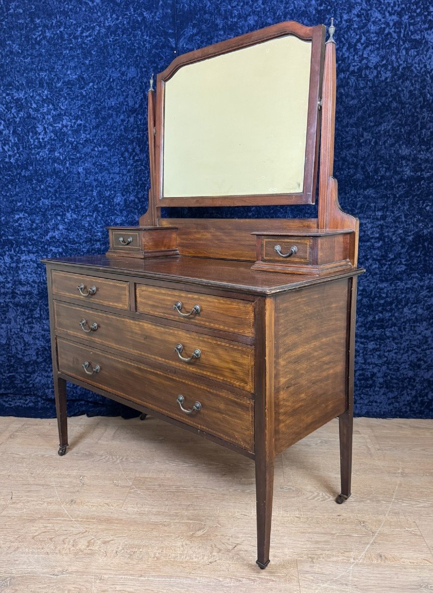 Superb English Mahogany Chest Of Drawers With Psyche Circa 1880-photo-5