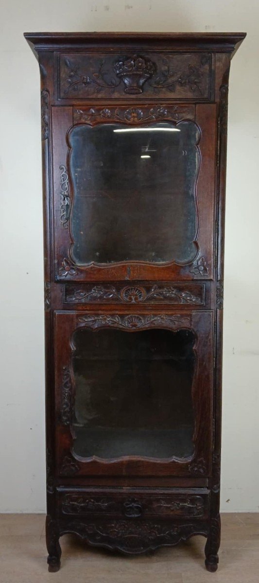 Louis XV Provencal Oak Display Cabinet Circa 1850-1880  