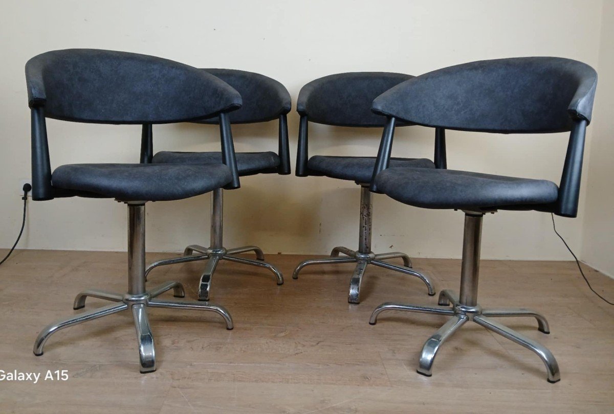 Set Of Four Vintage Armchairs Circa 1980 -photo-3