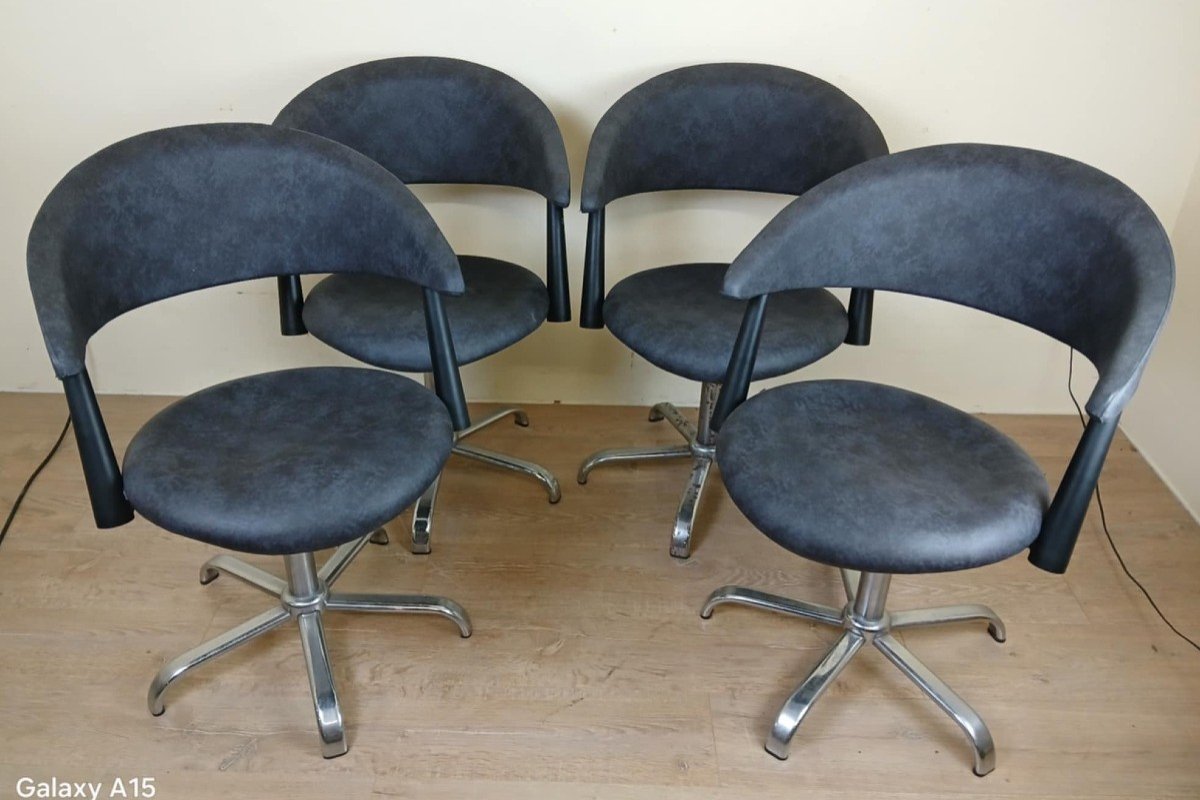 Set Of Four Vintage Armchairs Circa 1980 