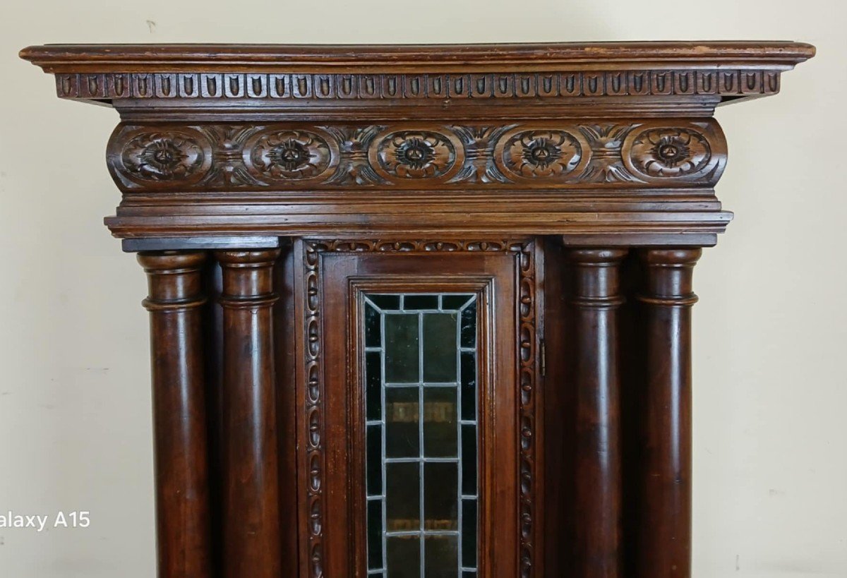 Renaissance Style Bookcase Display Case In Carved Walnut And Oak Circa 1850 -photo-2