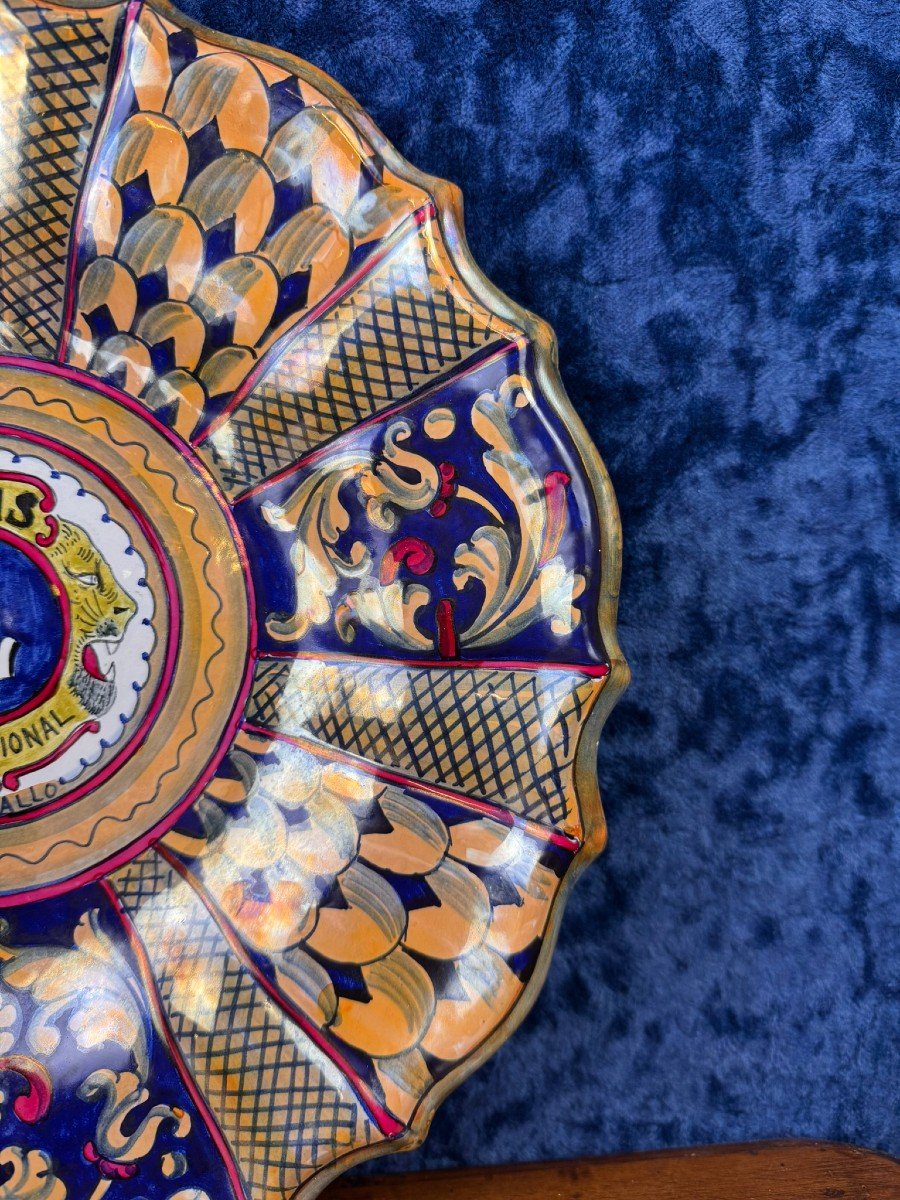 Large And Rare Enameled Ceramic Plate Made For The Lion's Club By Garofoli Gualdo -photo-1