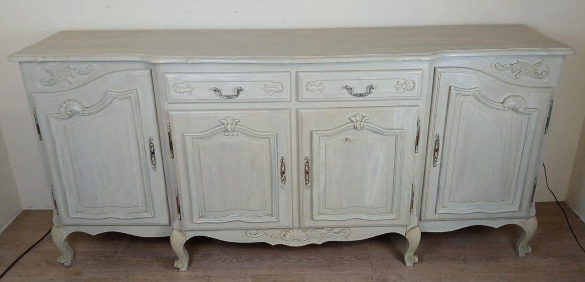 Buffet En Enfilade Style Louis XV Provençal En Bois Laqué Vers 1900-photo-2