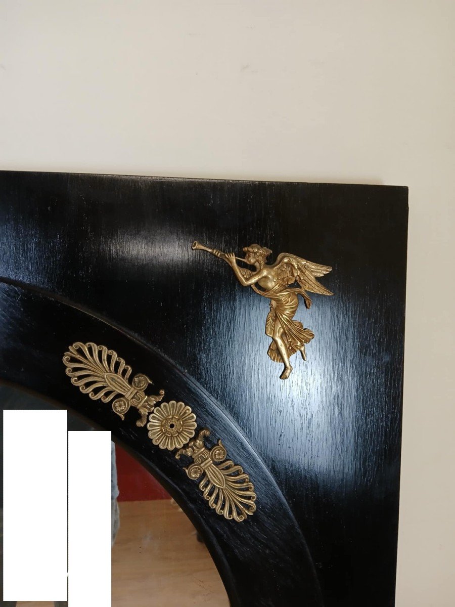 Magnificent And Important Empire Mirror In Black Lacquered Wood And Gilded Bronze From The 19th Century-photo-2