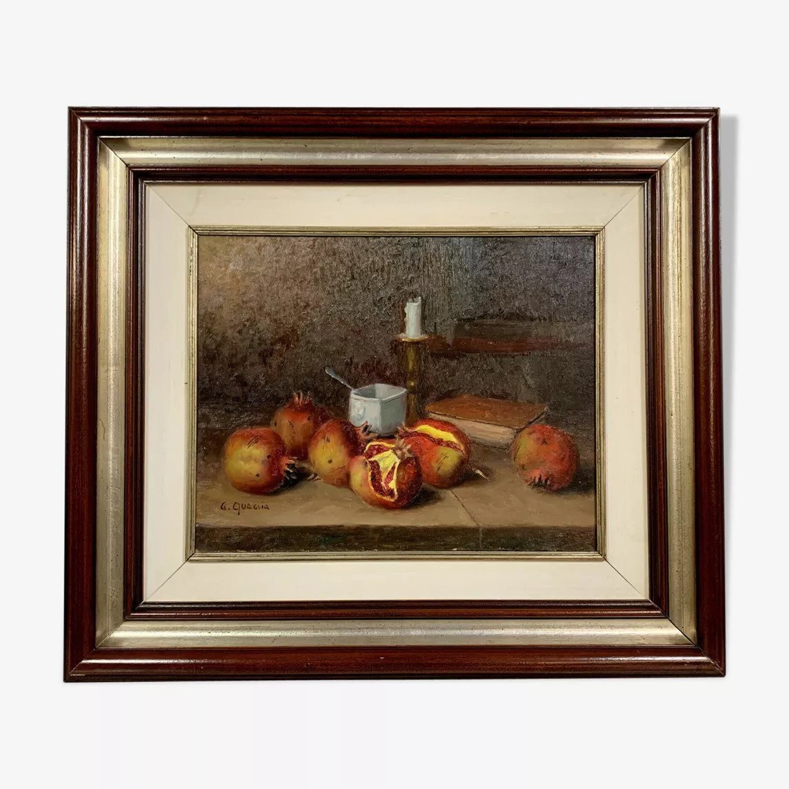 Giovanni Quaglia Italy Art Deco Period: Large Still Life With Pomegranates -photo-3