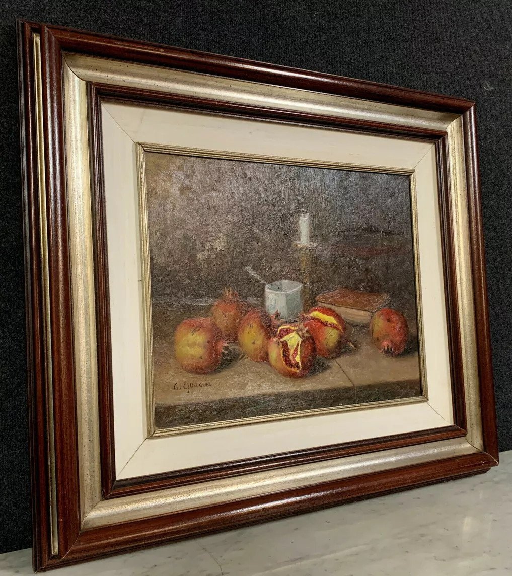 Giovanni Quaglia Italy Art Deco Period: Large Still Life With Pomegranates 