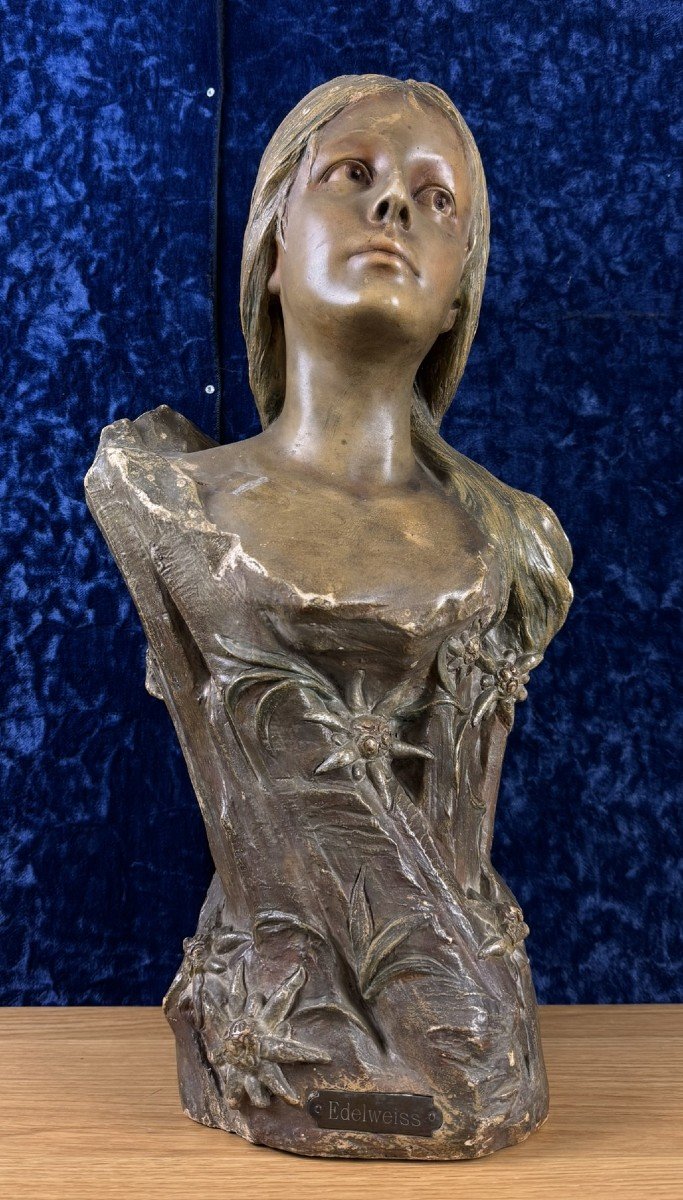 After Villanis: Terracotta Bust, Art Nouveau Period, Circa 1900 / H52cm   -photo-1