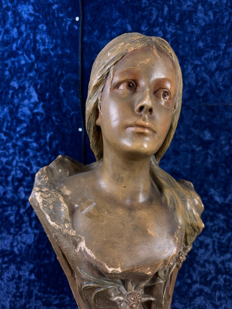 After Villanis: Terracotta Bust, Art Nouveau Period, Circa 1900 / H52cm   -photo-2