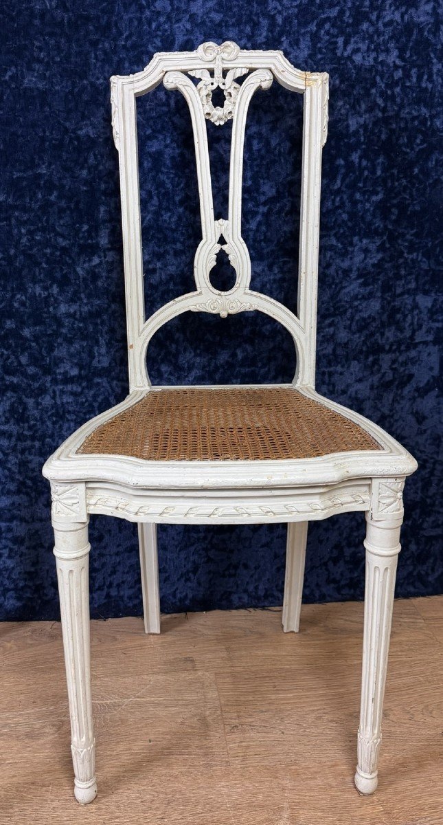 élégante Coiffeuse Et Sa Chaise De Style Lxvi En Bois Laqué Blanc-photo-4