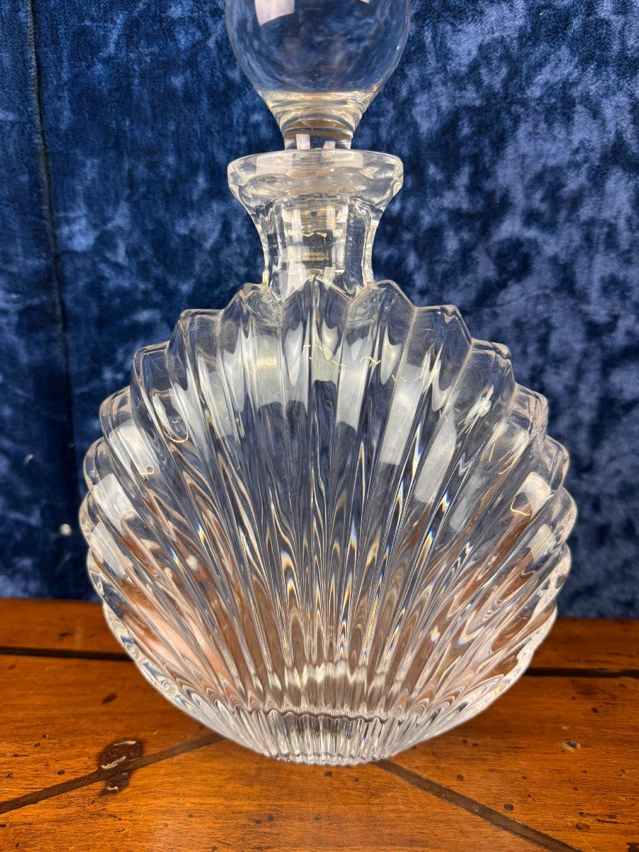 In The Taste Of Lalique: Superb Crystal Shell Decanter Circa 1970-photo-3