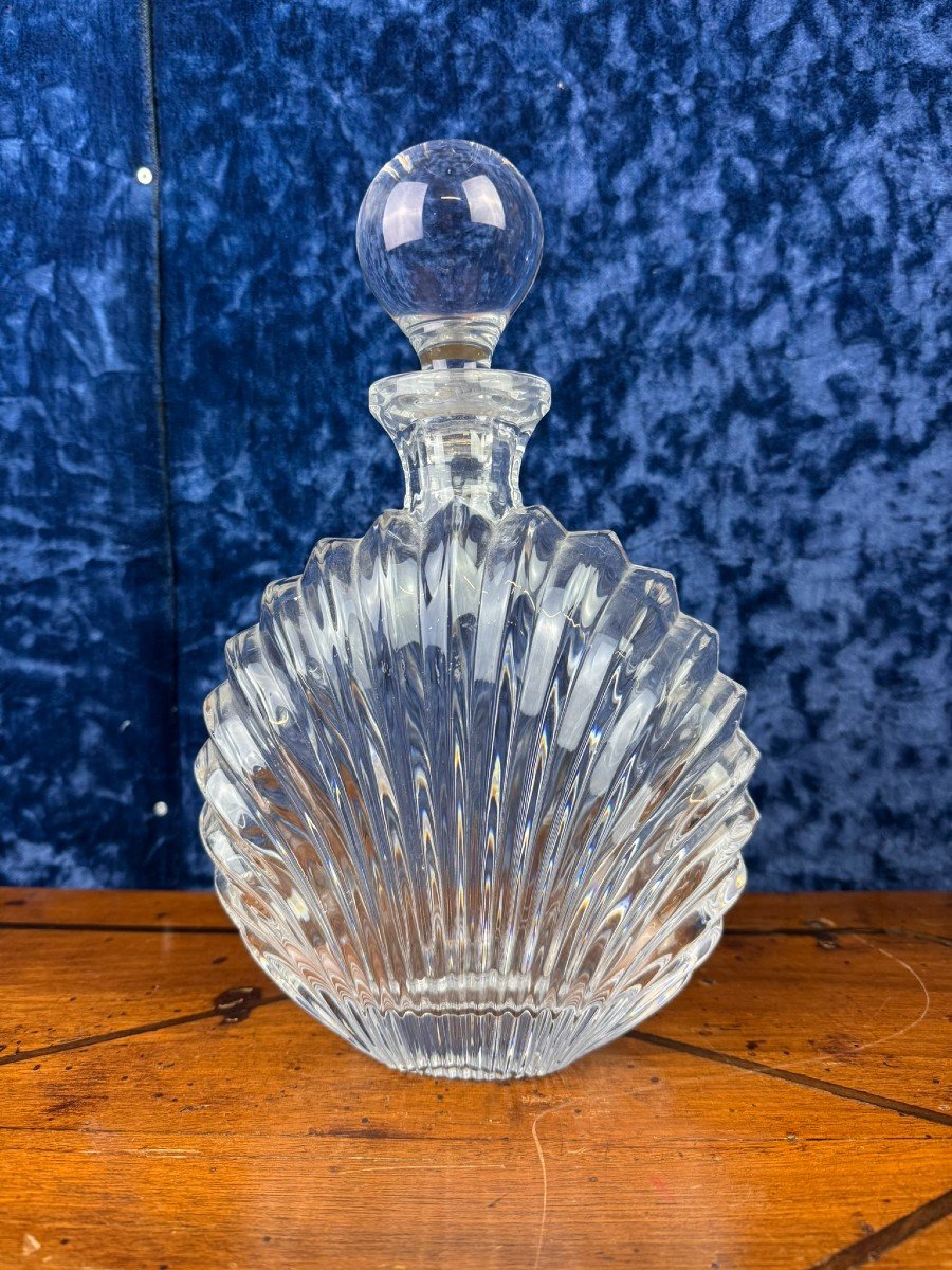 In The Taste Of Lalique: Superb Crystal Shell Decanter Circa 1970-photo-2