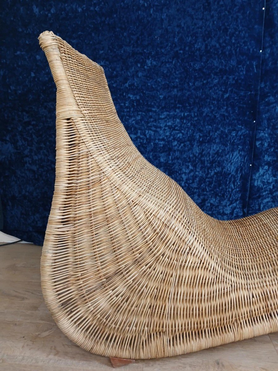 Wicker And Rattan Lounge Chair By Carl Ojerstam For Ikea Circa 1980/1990-photo-1